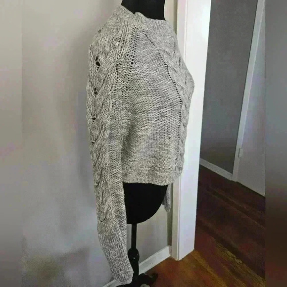 Lovers + Friends Womens Gray Chunky Knit 100% Wool Cropped Sweater XS - Picture 4 of 13